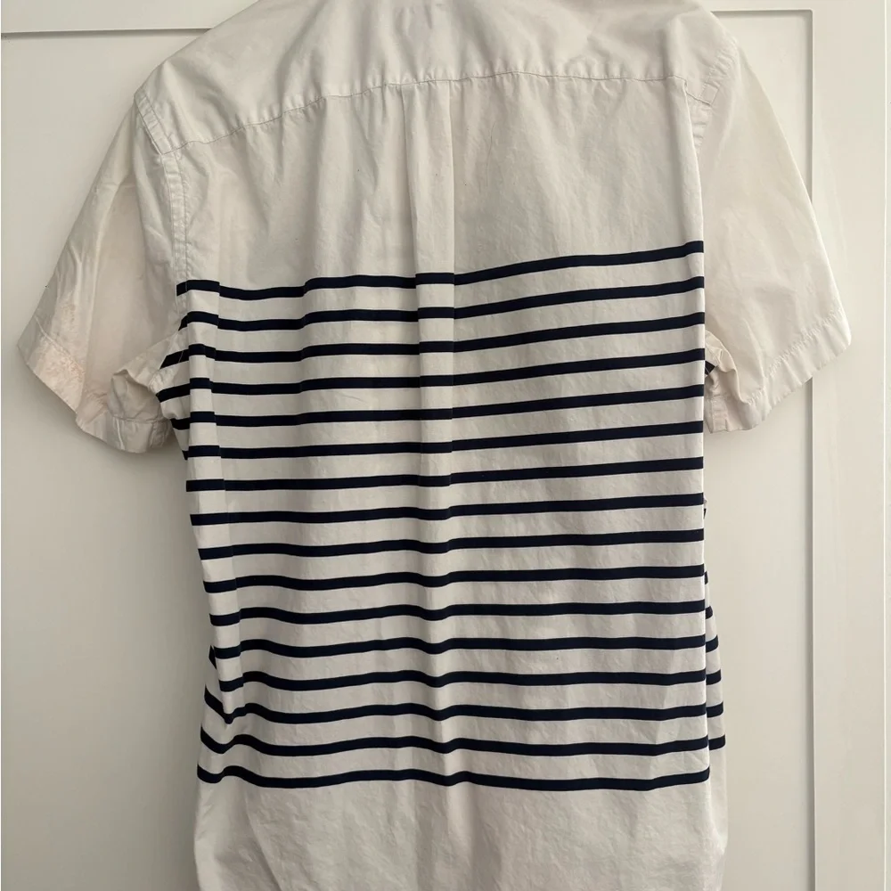 Men’s J. Crew White and Navy Striped Shirt